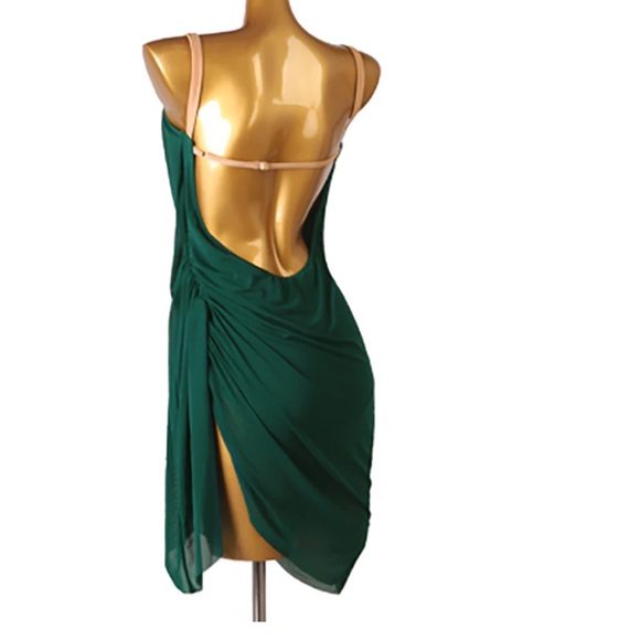 Dance & Sway Green Rumba Spaghetti Straps Latin Dance Performance Dress Size 2X - Picture 2 of 9